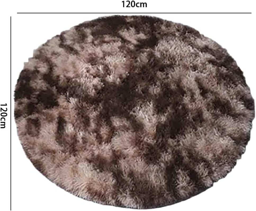 Coffee Brown round Rug, Ultra Soft Shaggy Circular Carpet, Non-Slip Eco-Friendly Fluffy Floor Mat, Cute Room Office Decor, for Living Room, Bedroom, Yoga & Office ﻿ image number 1