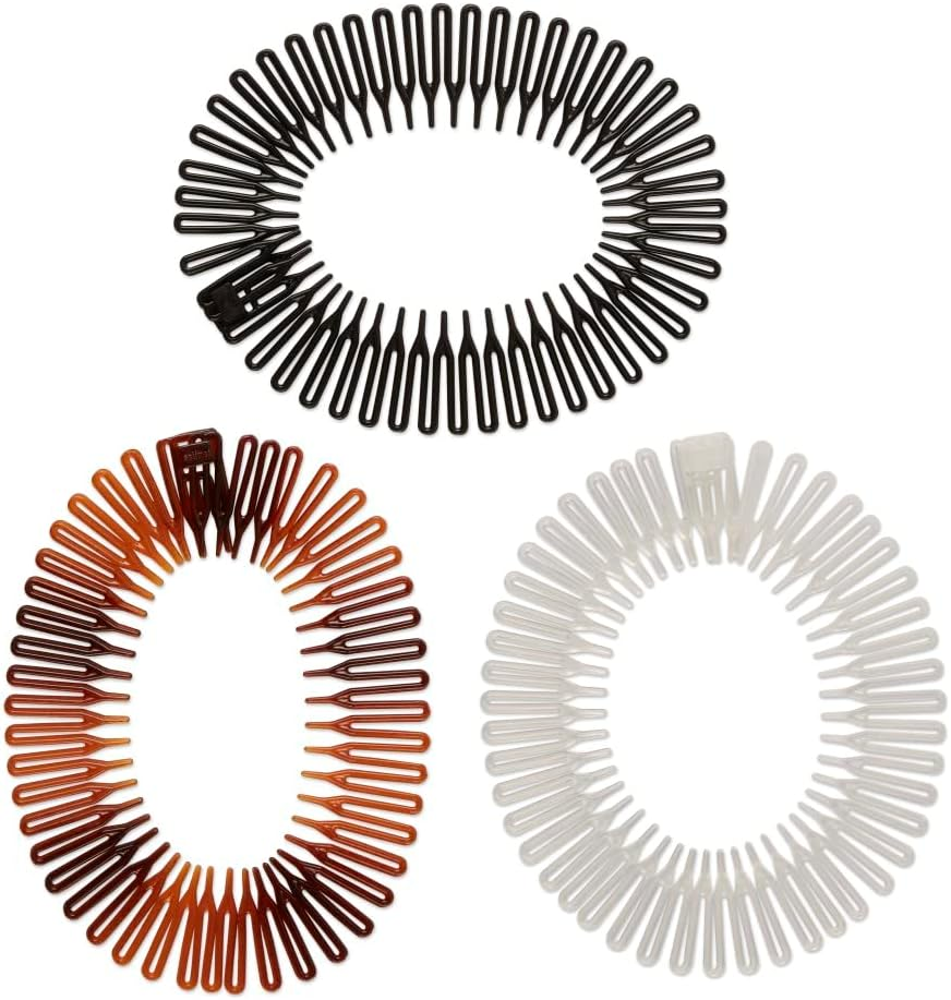 Scunci Effortless Beauty Stretch Hair Combs | Tortoise, Opaq image number 1