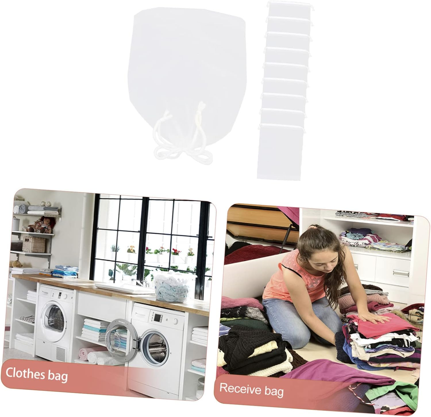 SHERCHPRY 10Pcs Storage Bags Frosted Travel Laundry Bags Drawstring Pouch for Suitcase Clothing Packing image number 5