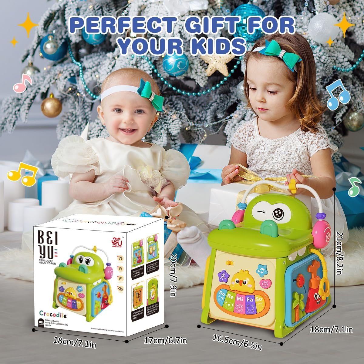 8 in 1 Baby Activity Cube,Montessori Toys for Toddler 1 2 3 Year Old ，Educational Learning Fine Motor Musical Toy for Baby Toddler Kid, First Birthday Toy Boys & Girls Age 2 3 4+