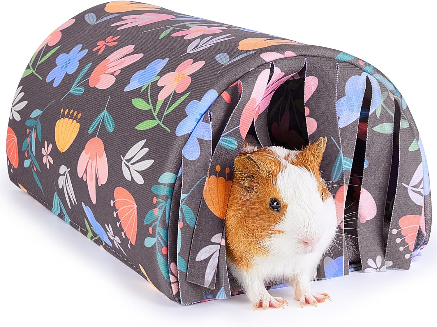 Washable Guinea Pig Tunnel with Curtains - Cozy Hamster Hideout Fit for Small Animals - Soft Accessories for Hamster/Chinchilla/Bunny
