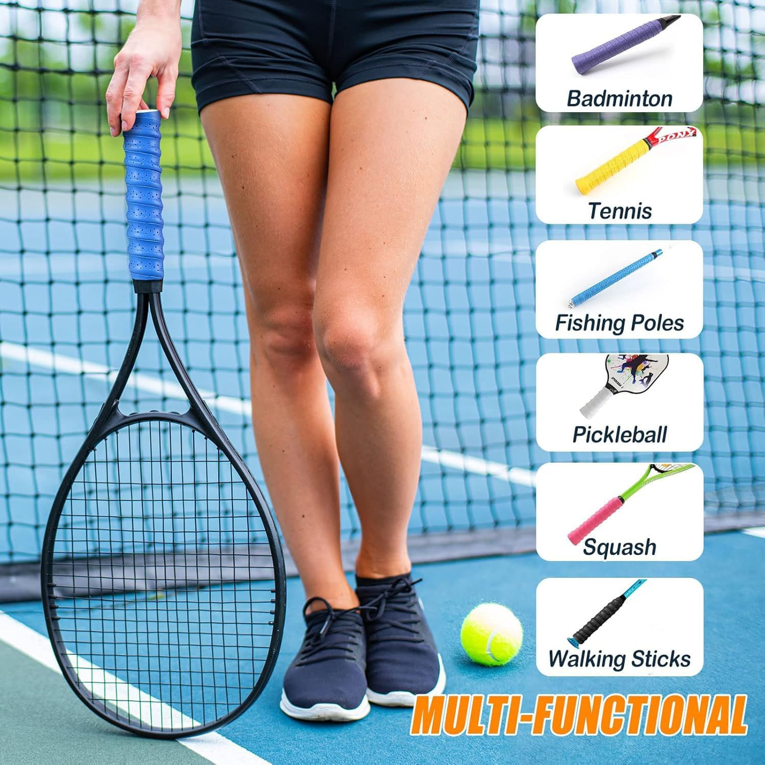 6 PCS Badminton Racket Non-Slip Strap, Tennis Badminton Racket Overgrips Tape,Grip Strap for Tennis Racket, Superabsorbent,Suitable for Tennis Racket, Tadminton Racket