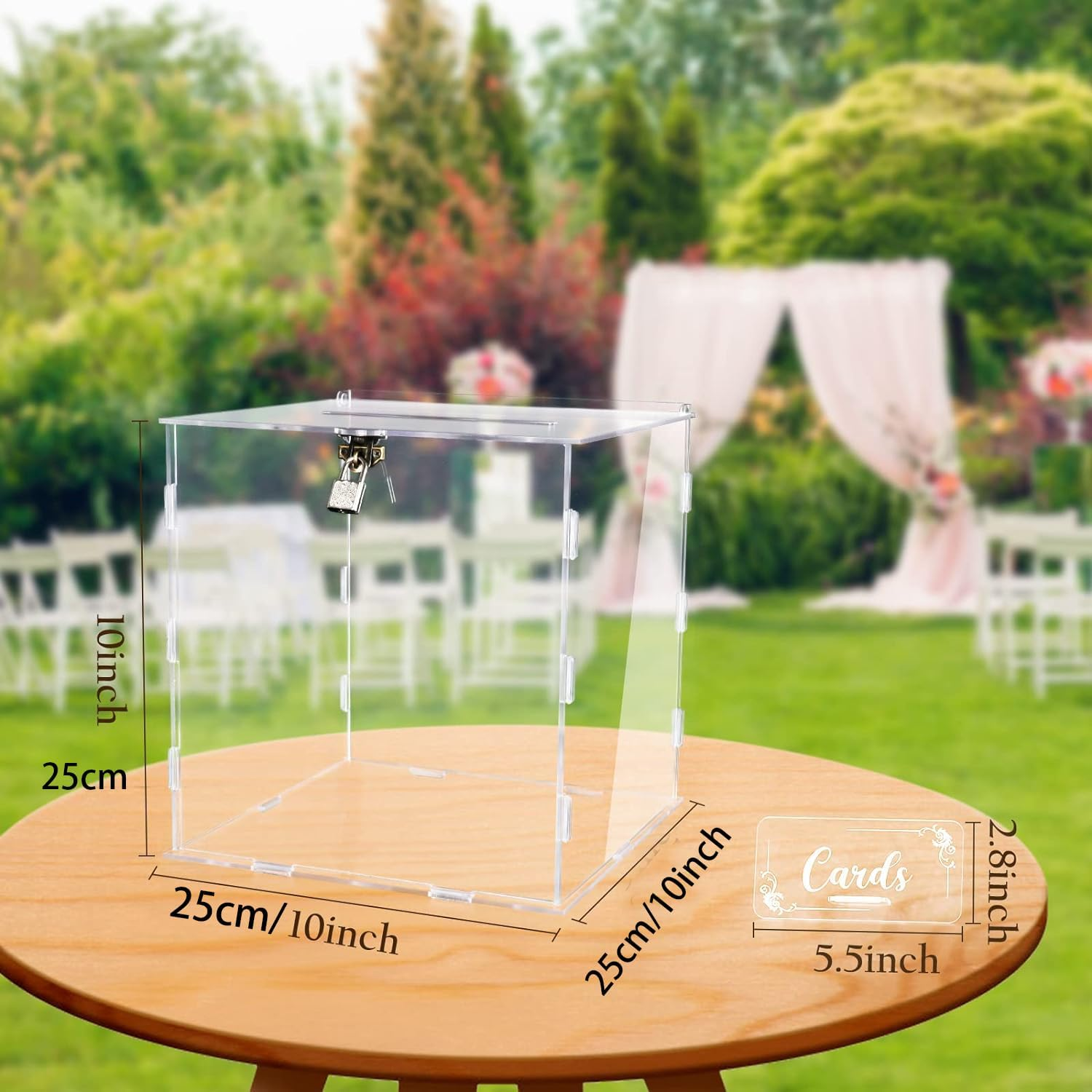 Clear Card Box for Wedding Reception,Acrylic Blank Wedding Card Box for Party, Anniversary,Wishing Well, Money Box Holder image number 1