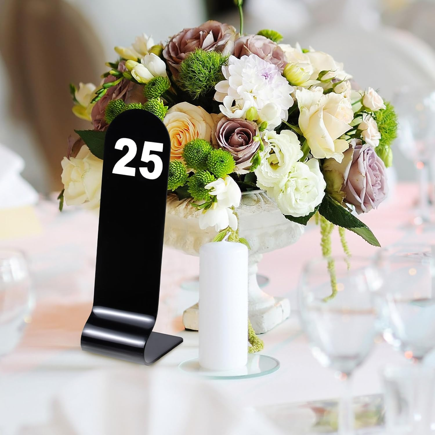 1-30 Table Numbers Restaurant Order Numbers Double Sided Acrylic Reception Number Stands Signs for Wedding Restaurant Seating Cafes Party Banquet (Black) - White image number 6