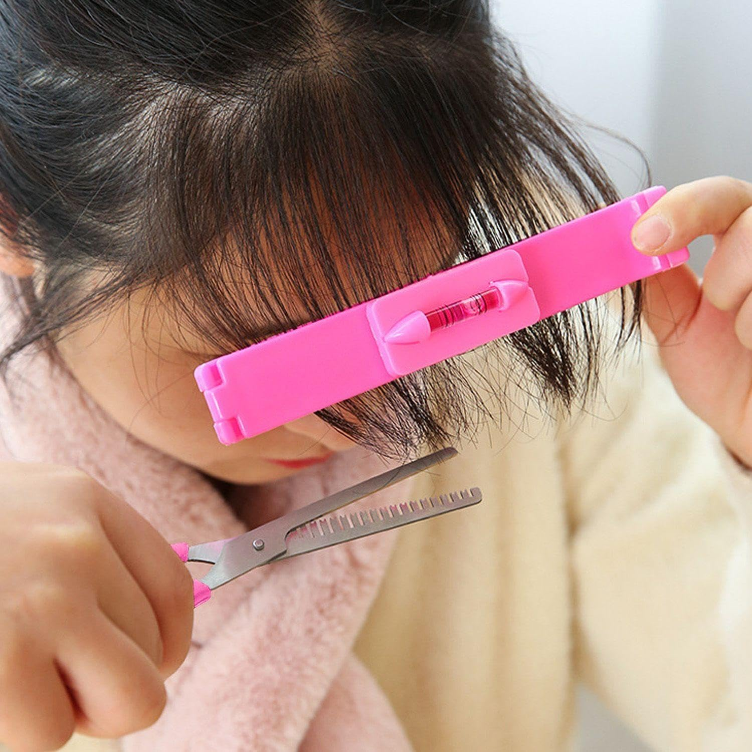 2 Pieces Bang Ruler and 1 Piece Scissors, Hairstyle Making Tools, Hair Trimming Tools, Hair Salon Accessories. image number 4