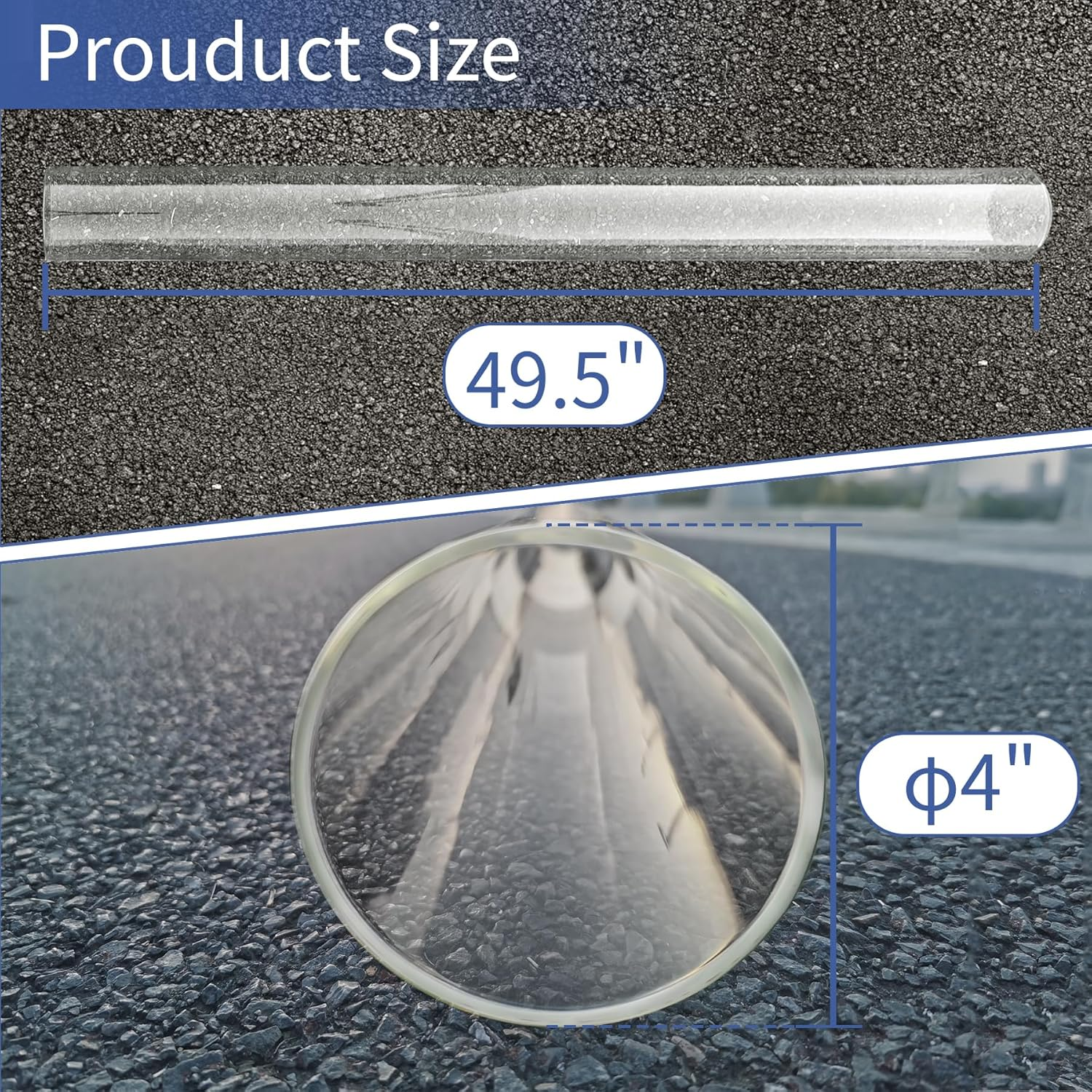 Patio Heater Glass Tube Replacement, 49.5" Tall 4" Diameter, Glass Tube Patio Heater with Ring, Fits 4-Sided Patio Heaters, Compatible with Hiland, Fire Sense, and More image number 6