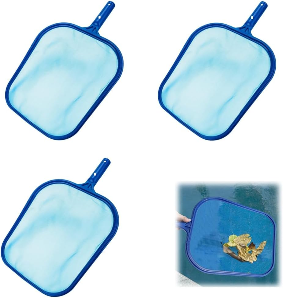 Aknebriax 3Pcs Pool Skimmer Net,Hot Tubs Nets Fine Mesh Leaf Rake,Ultra Fine Mesh Pool Skimmer to Remove Leaves & Debris, Heavy Duty Swimming Pool Skimmer with Handle (Without a Rod)