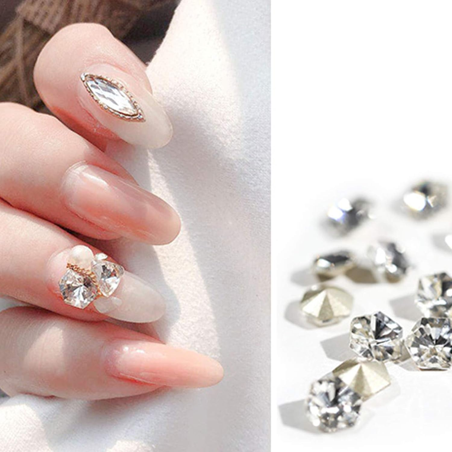 12 Grains Nail Art Rhinestones Nail Art Gems Decorative Nails DIY Super Flash Point Bottom Diamond Transparent image number 1