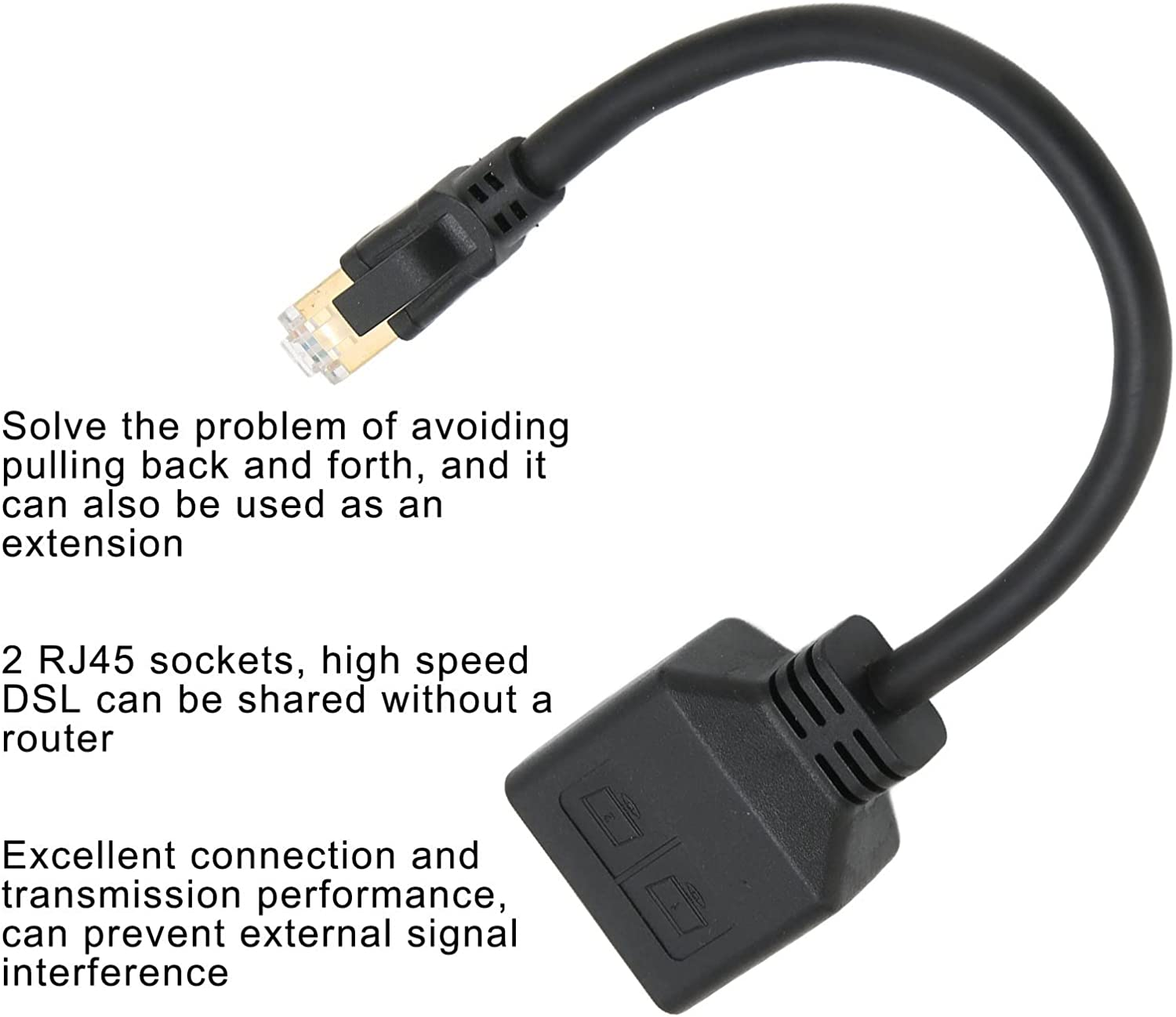 RJ45 Network Ethernet Splitter 1 to 2 Port, RJ45 1 Male to 2 Female LAN Ethernet Splitter, Suitable Super Cat5, Cat5E, Cat6, Cat7 LAN Ethernet Socket Connector Adapter