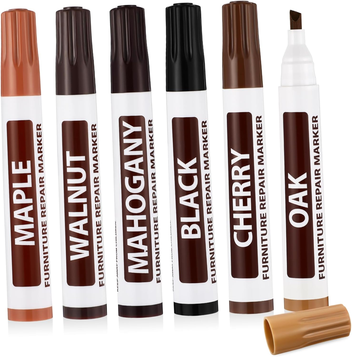 6Pcs Wooden Furniture Touch up Markers Pen Furniture Repair Tools Scratching Concealing Utensils Wood Floors Tables image number 5