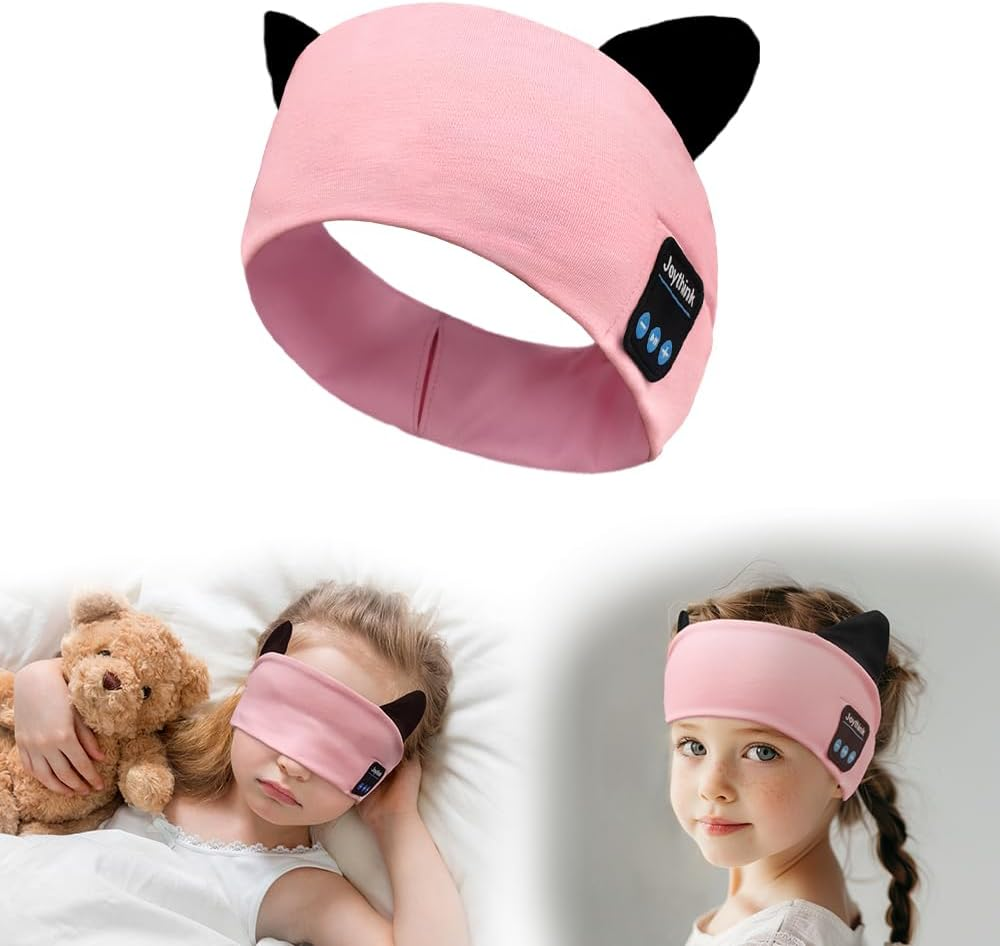 Joythink Kids Bluetooth Headband Headphones Sleep Mask Wireless Earphones Built in Thin Speaker Kids Adjustable Sports Headset Sleep Headband for Girls Boys Toddler Children Baby Airplane Travel Study Purple
