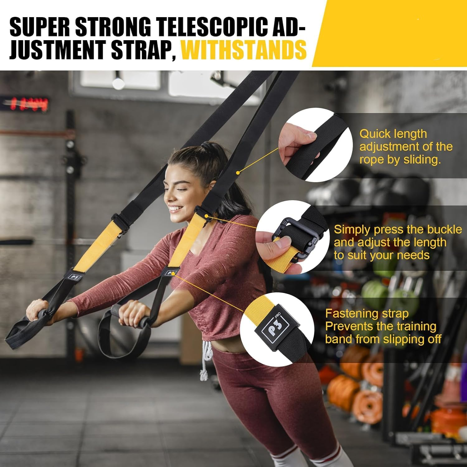 CLOUDSEASON Versatile Suspension Trainer Kit &ndash; Sling Trainer with Carrying Bag 450Kg Max Load Outdoor & Home Gym for Pull-Ups Push-Ups Core Training &Yoga image number 1