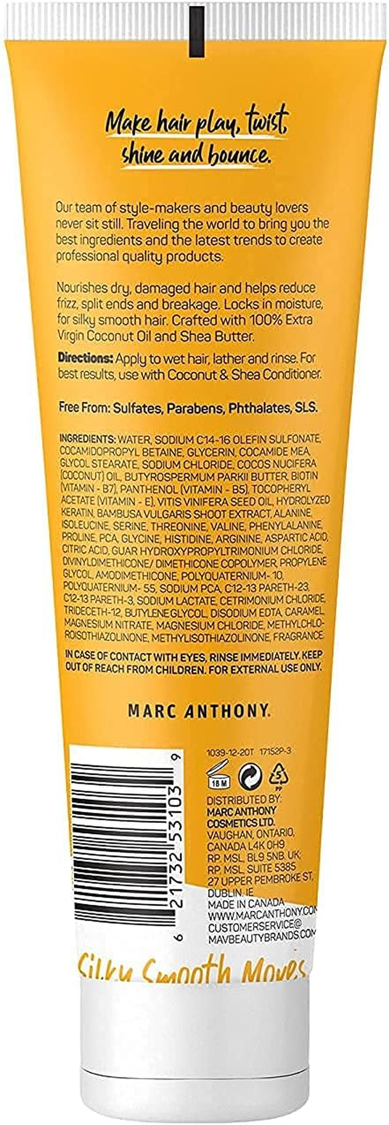 Marc Anthony Oil Shea Butter Hydrating Shampoo Ounces, Coconut, 8.4 Fl Oz image number 1