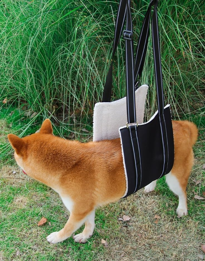 Dog Sling for Large Dogs Hind Leg Support- Dog Lift Harness with Handle for Lifting Back Legs,Portable Dog Sling Carrier (Black, L) image number 2