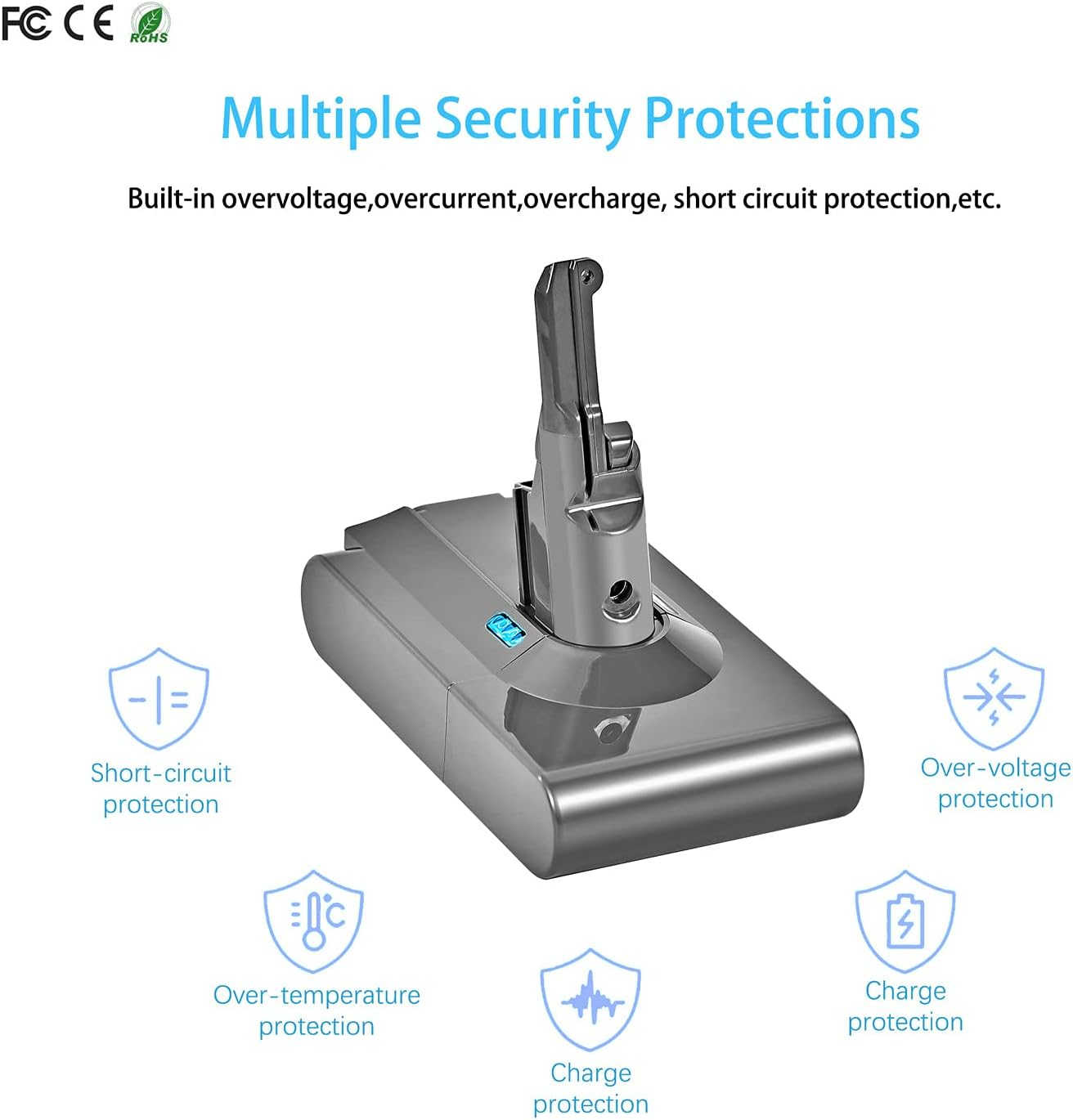 4600Mah 21.6V Replacement Battery for Dyson V8 Absolute Animal Motorhead Fluffy Carbon Fiber Dyson Cordless Vacuum Cleaner image number 2