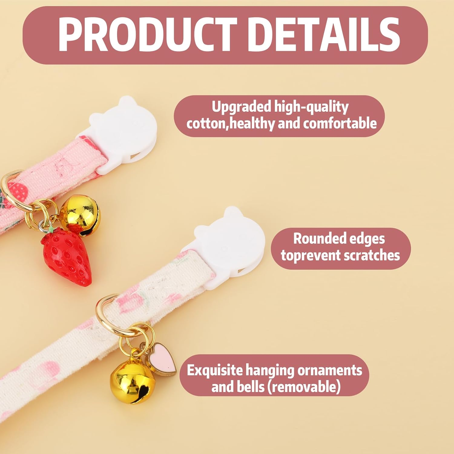 Pack of 2 Tear-Off Cat Collars, Reflective Cat Collars, Adjustable Cat Collar, Cute Kitten Collar, Ideal for Cats image number 1