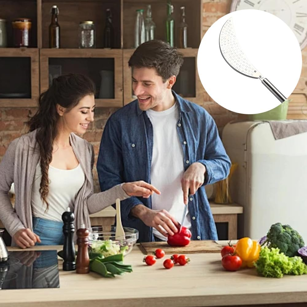 1PCS Stainless Steel Held Pot Strainer, Pasta Strainer with Handle, Insert Pan Drainers for Spaghetti Fry Noodles Fruit Vegetable Kitchen Pots Pans,Crescent Pot Strainer Stainless Insert Drainer image number 5