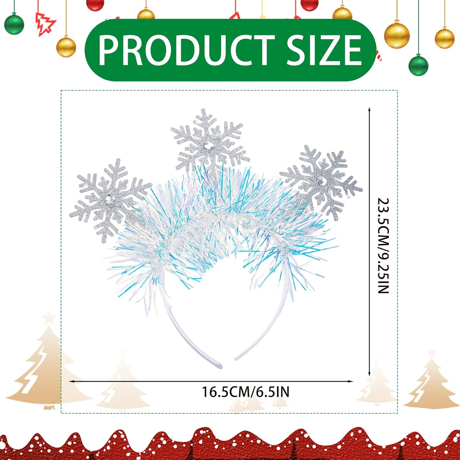 NICENEEDED Christmas Headbands, Glittering Snowflakes Headpiece with Rhinestones for Women, Halloween, Party, Cosplay, Costume Decorations for Adults image number 4