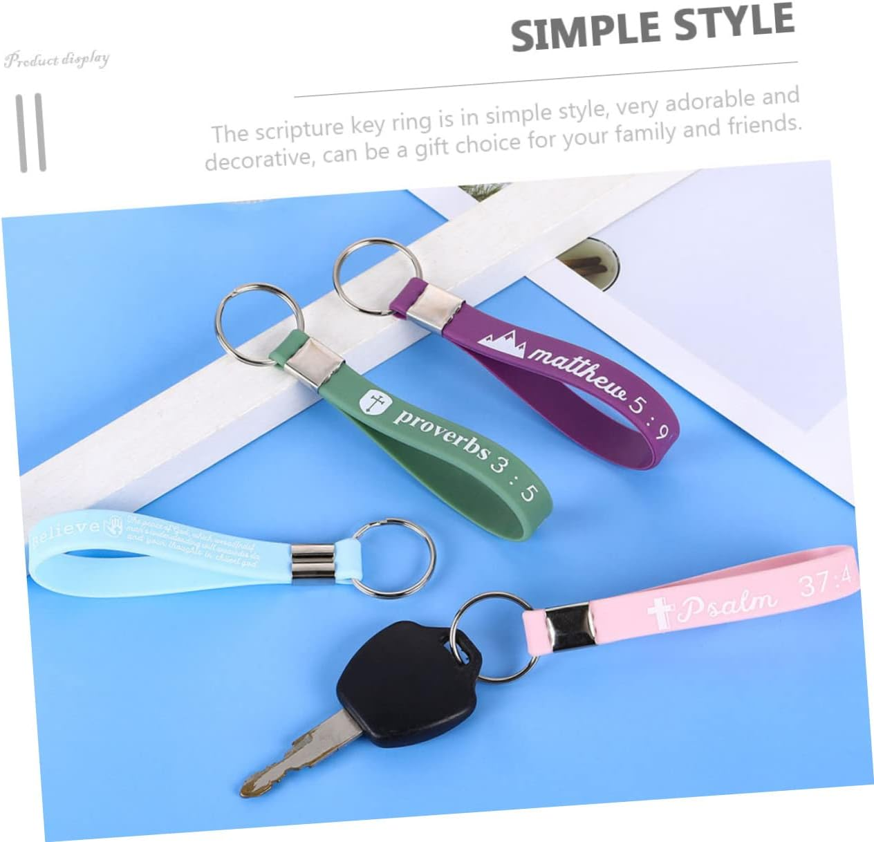 HONMEET Bible Scripture Silicone Keychains 4Pcs Set, Religious Novelty Keyring Bag Pendants for Women, Backpack Charms Party Favors Inspirational Bible Verses image number 6