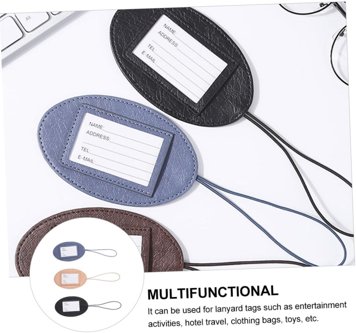 LIGIGWASH 3Pcs Pu Leather Luggage Tags Multifunctional Boarding Pass Holders Travel Card Covers Portable Suitcase Labels for Suitcases and Bags Random Color image number 2