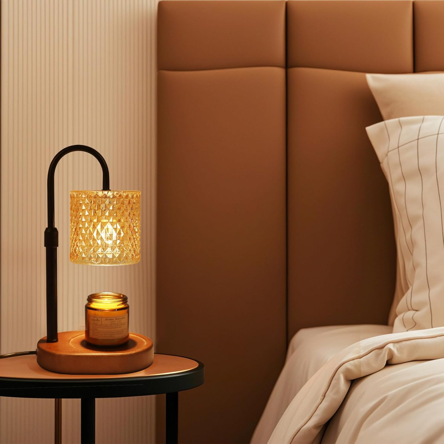 Candle Warmer Lamp with Timer Dimmer Adjustable Height Electric Wax Warmer Vintage Home Decor for Scented Jar Candles,Birthday Gifts for Women - Light Yellow image number 6