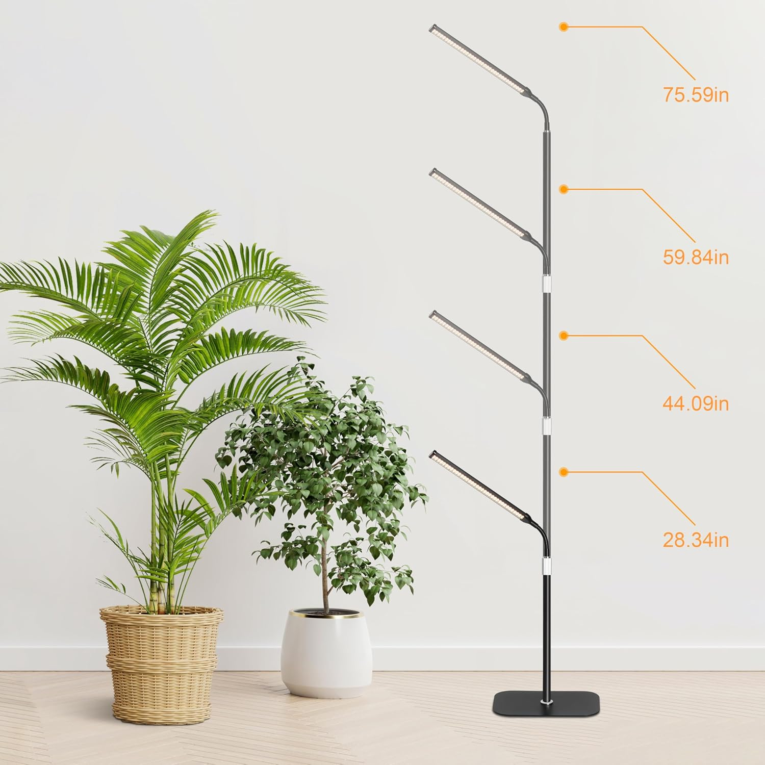 A Head Grow Light for Indoor Plants, Full Spectrum LED Growth Floor Lamp with Auto On/Off Timer, Stable Base, 10-Level Dimmable,Adjustable Gooseneck and Height for Large Tall Small Plants image number 1