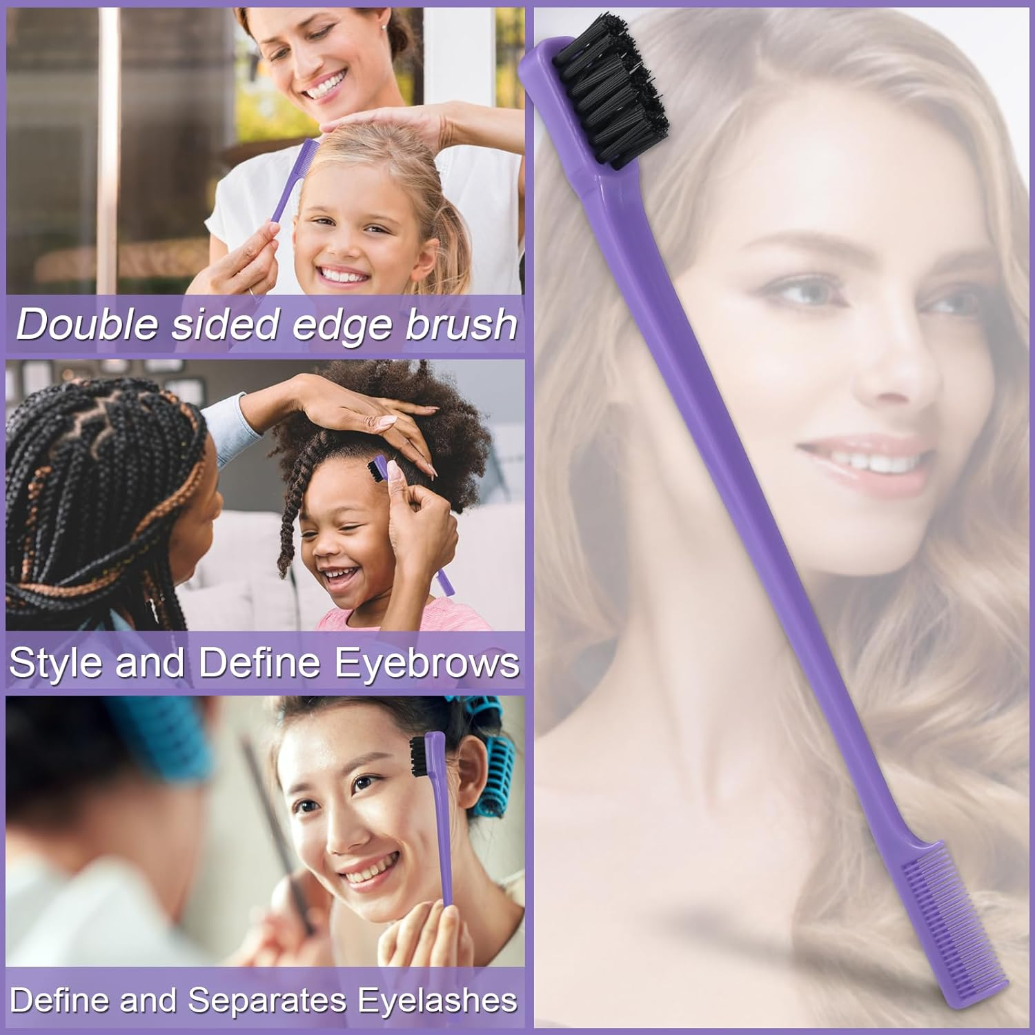 BRUSHZOO Hair Brush Set with Hair Spray Bottle, Hair Brushes for Women Men Kid Wet Dry All Hair Detangling Parting Styling, Brush Set with Detangler Brush, Edge Brush, Teasing Brush, Rat Tail Comb image number 6