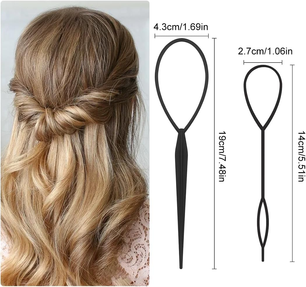 Pack of 12 Hair Tail Twister, Hair Braiding Tool, Hair Tail Twister Holder, Hairstyle Aid Band, Black Bun Styler, Hair Twister, Quick Spiral Braiding, DIY Hair Styling Aid Tool image number 5