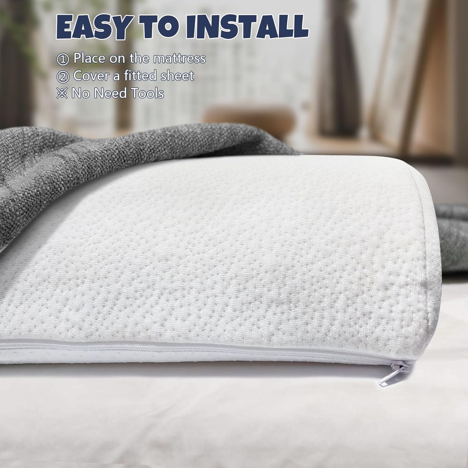 Bed Rail Guard for Toddlers Bed Guard Rail for Queen Bed with High-Density Memory Foam & Bamboo Fiber Cover Non-Slip Safety Bed Rail for Twin Full Queen King Beds image number 1