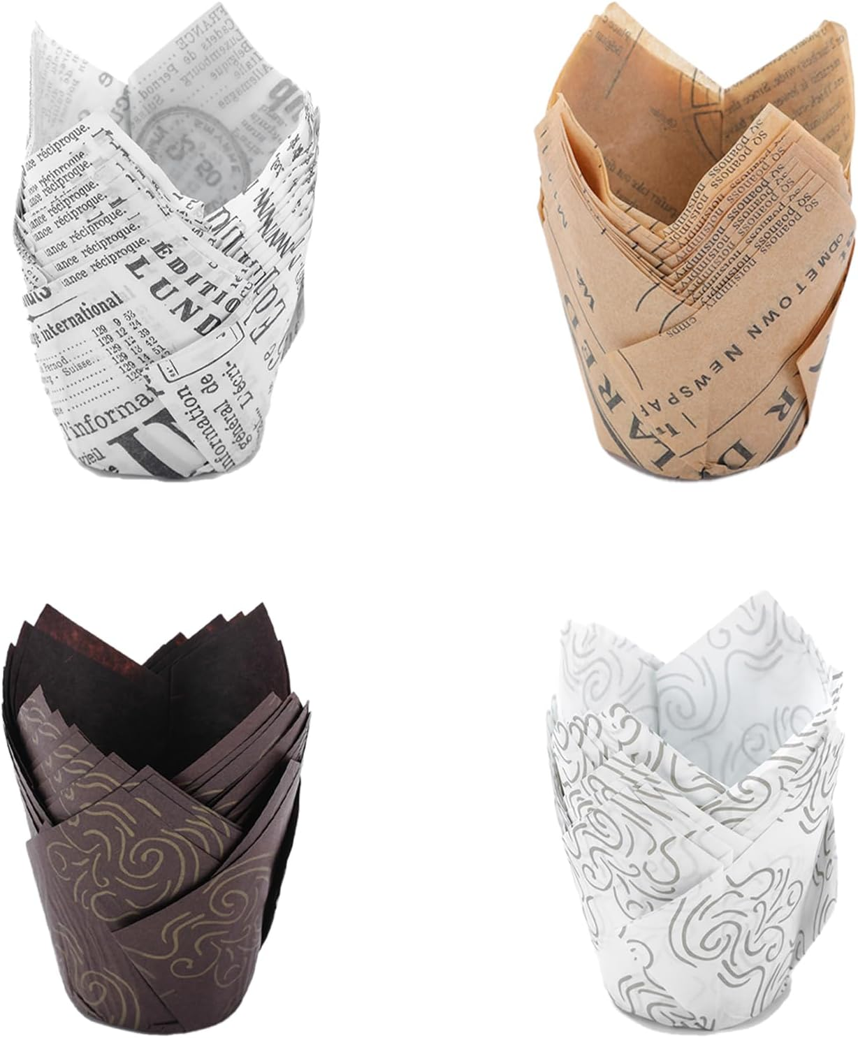 200 Pcs Tulip Baking Cups - Cupcake Wraps for Wedding and Parties - Christmas Muffin Tin Liners for Cupcakes