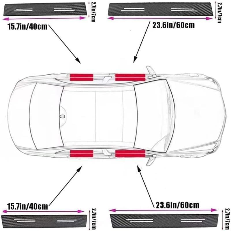 4 Pieces Car Door Sill Protector, Car Door Threshold Protector, Vehicle Door Sill Decoration Steps, Universal Waterproof Door Threshold Strips Exterior Accessories for Truck SUV (BZ 04) image number 3