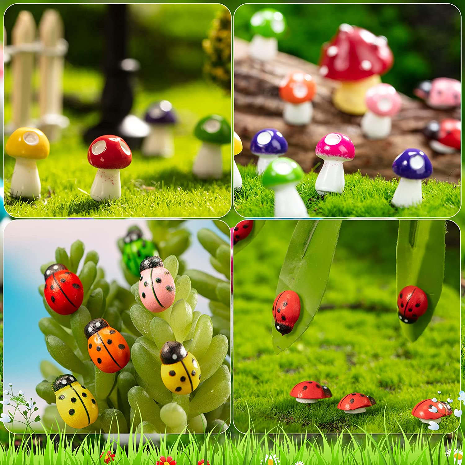 248 Pcs Fairy Garden Kit - Miniature Accessories, Animals, Resin Figurines, Dollhouse Ornaments for DIY Micro Landscape, Plant House Decor image number 2