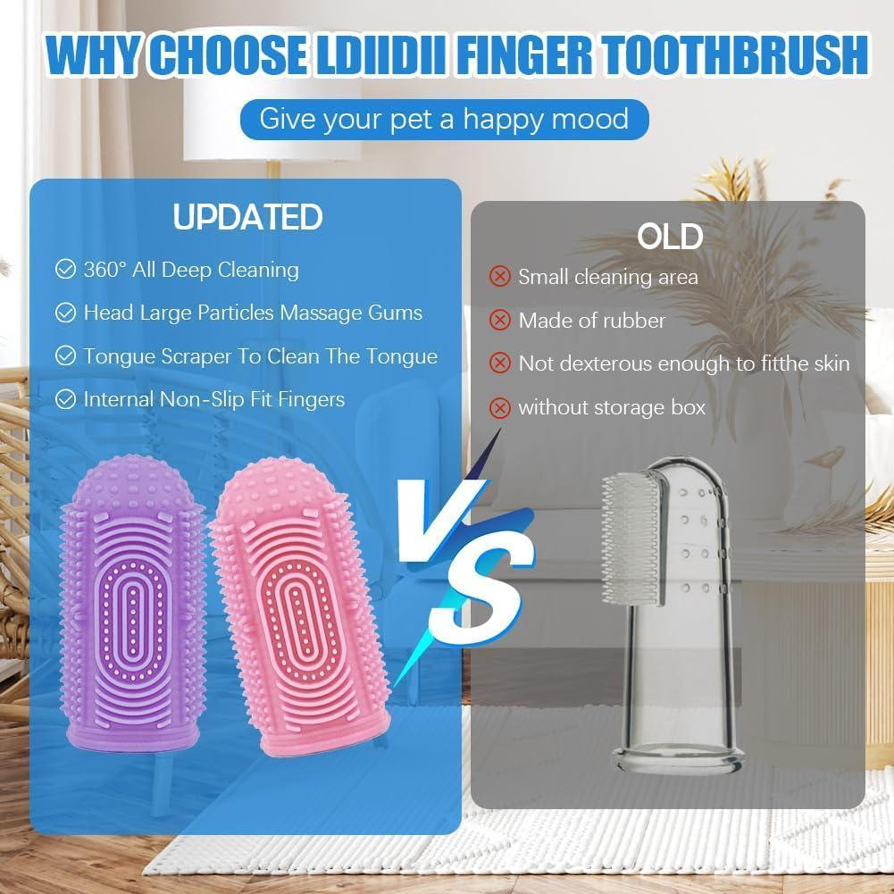 THJOPOKEEL 8 Pack Dog Toothbrush Finger Toothbrush, 360&ordm; Dog Tooth Brushing Kit, Dog Finger Toothbrush for Dog Teeth Cleaning and Dog Dental Care Dog Tooth Brush Dog Toothbrush Kit Pet Toothbrush - 8Pack image number 4