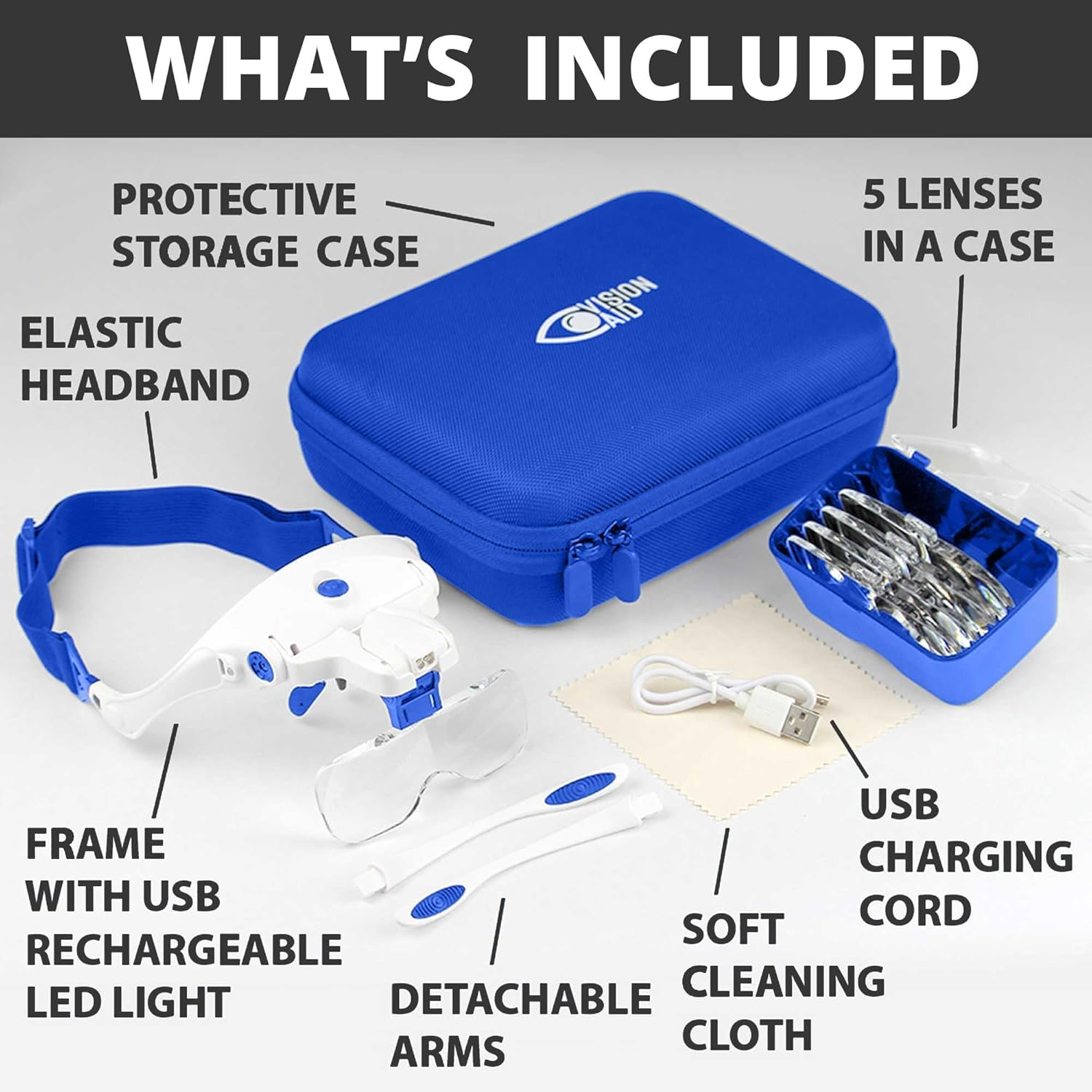 Expert Edition Magnifying Glasses with USB Rechargeable LED Light and Storage Case Hands Free Head Magnifier for Hobby Painting Close Work image number 4