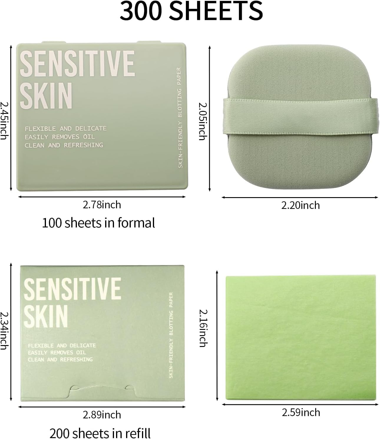 Oil Blotting Sheets for Face with Mirror and Puff, 300 Sheets Oil Blotting Paper for Oily Skin, Face Oil Absorbing Sheets, Natural Oil Control Film, Absorb Excess Oil, Makeup Friendly image number 3