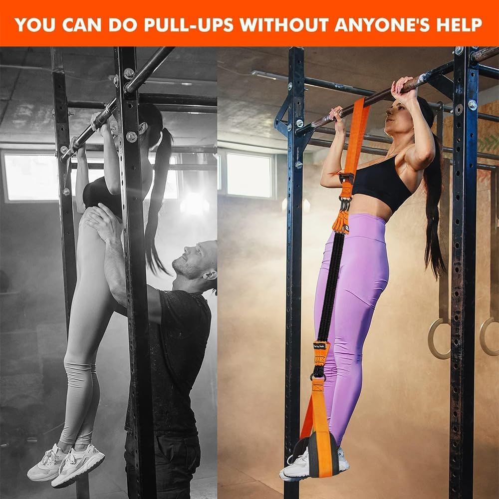 SHENMAIDAY Pull up Assistance Bands 300Lbs, Adjustable Heavy Duty Resistance Band for Pull Up, 4 Pull up Bands, Comfortable Fabric Feet/Knee Rest, Home Fitness, Body Stretching, Chin Up