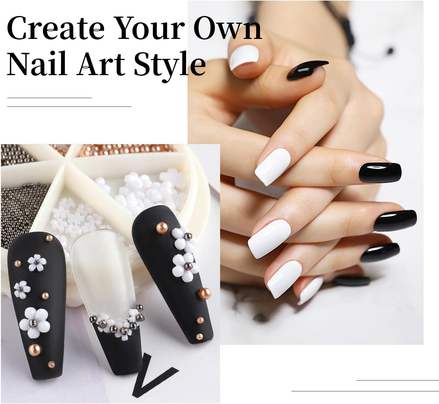 JODSONE 2Pcs Nail Polish Set 10Ml Black and White Gel Polish，Soak off LED U V Nail Gel Manicure All Seasons Polish Nail image number 3