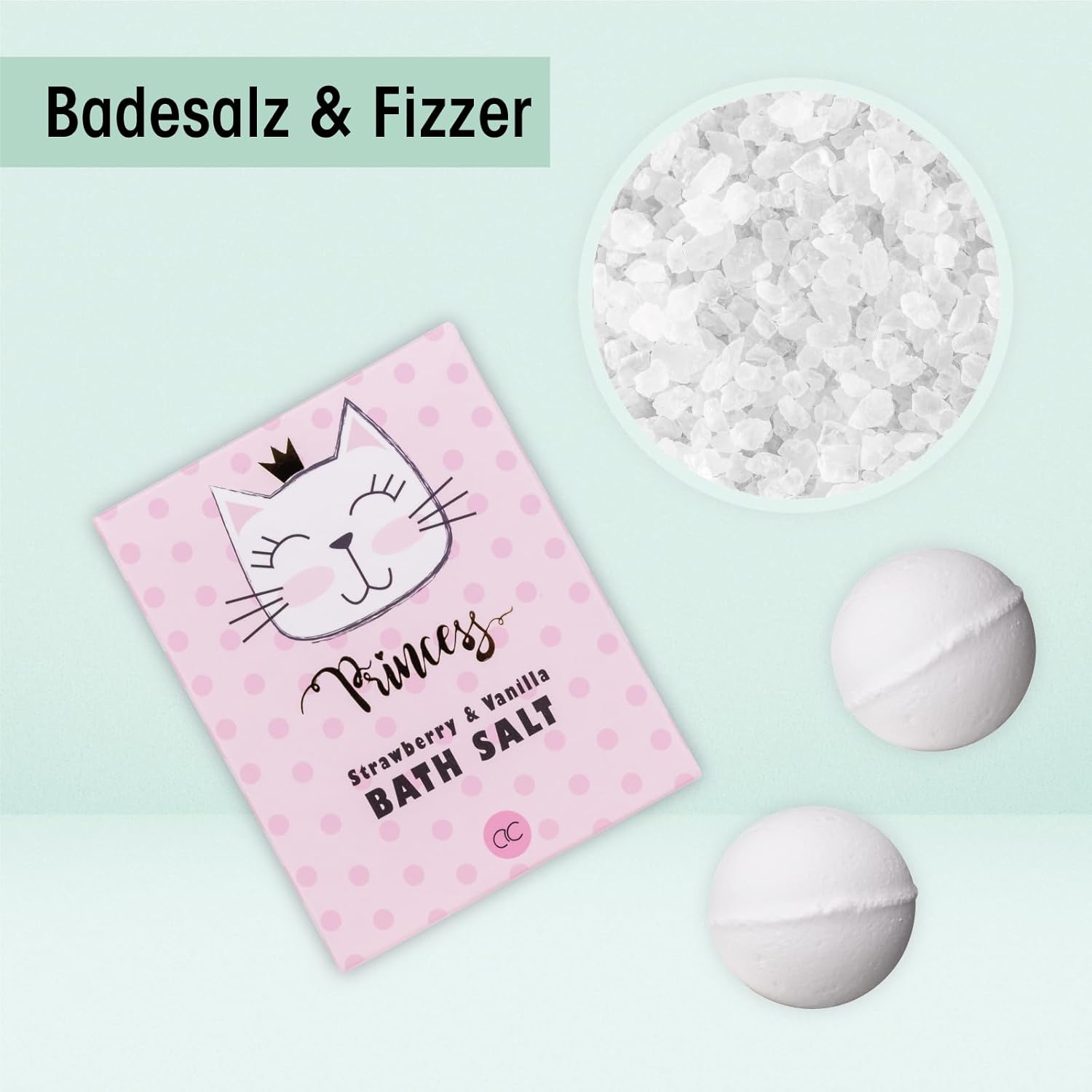 Accentra Princess Kitty Gift Set for Girls & Women - 7-Piece Shower Set with Bubble Bath, Bath Bombs, Shower Gel, Body Lotion & More - Care Set with Strawberry & Vanilla Fragrance in Cute Paper Case image number 5