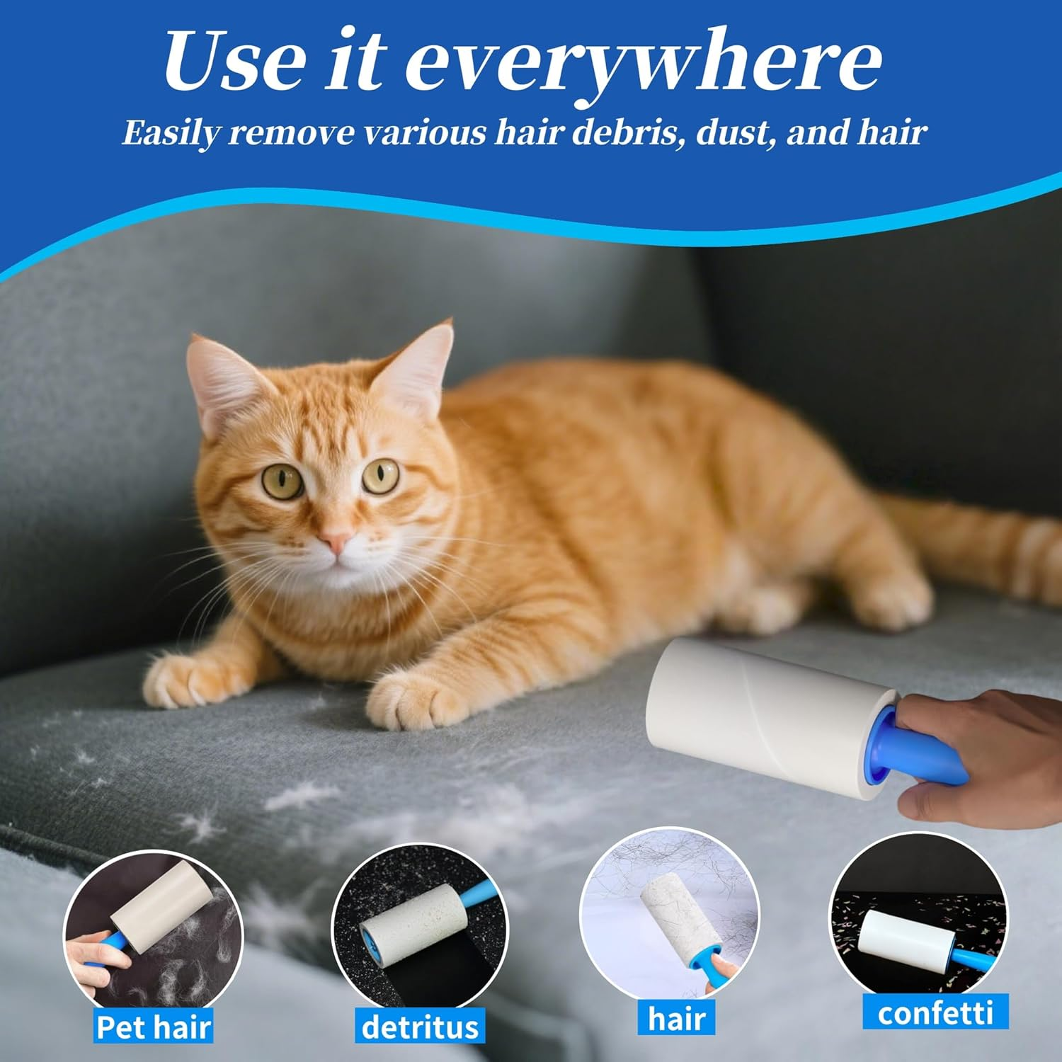 Bryzant Lint Rollers for Pet Hair Extra Sticky 800 Sheets Pet Hair Remover,Suitable for Clothes, Furniture, Carpet, Dog & Cat Removal (800 Sheets) image number 5