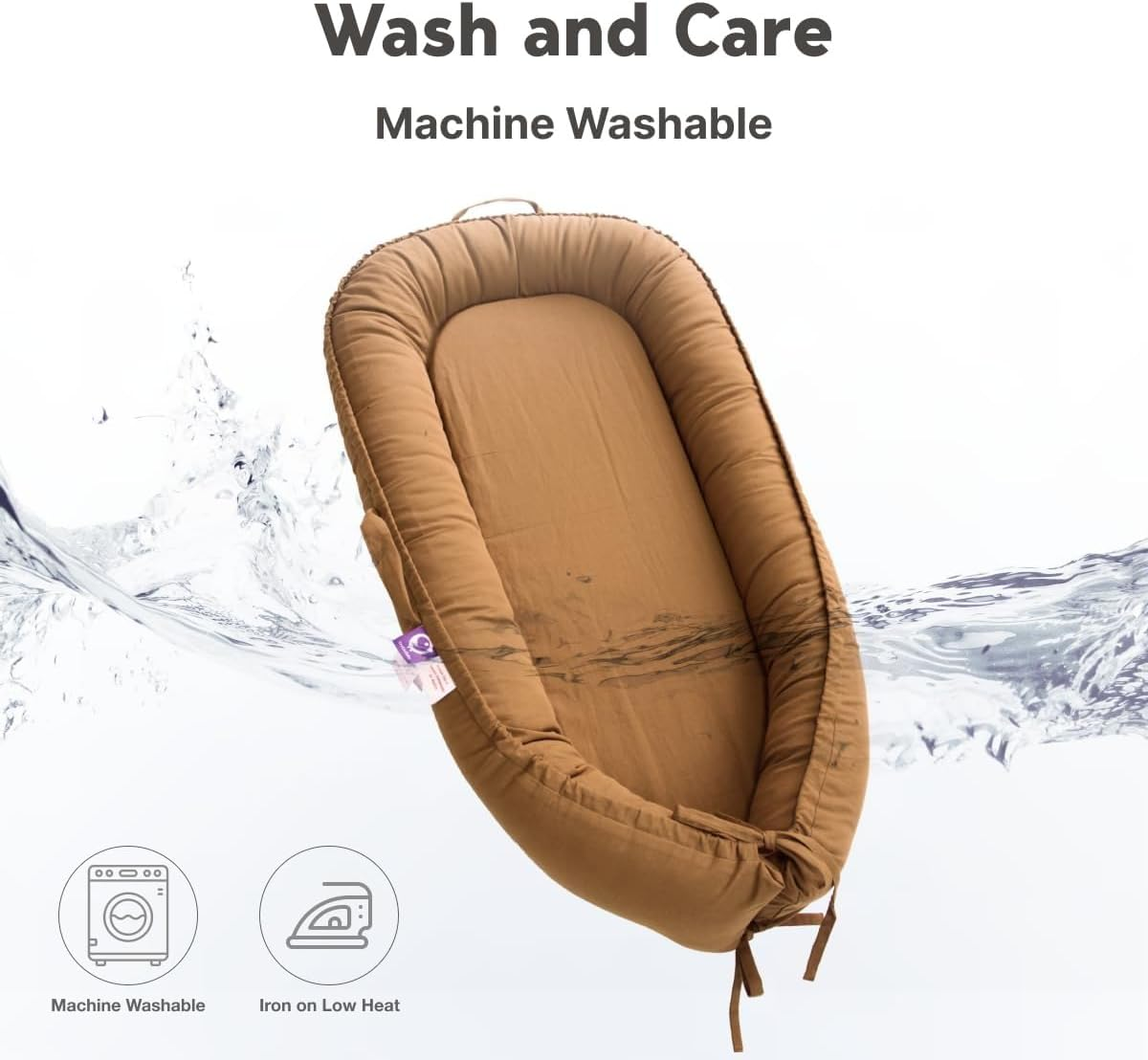 Coocoobaby Infant Lounger, Baby Nest Cover for Baby Girls & Boys, Newborn Essentials for Baby 0-12 Months, 100% Cotton Breathable, Co Sleeper Portable Travel Bed (Goldenbrown) image number 2