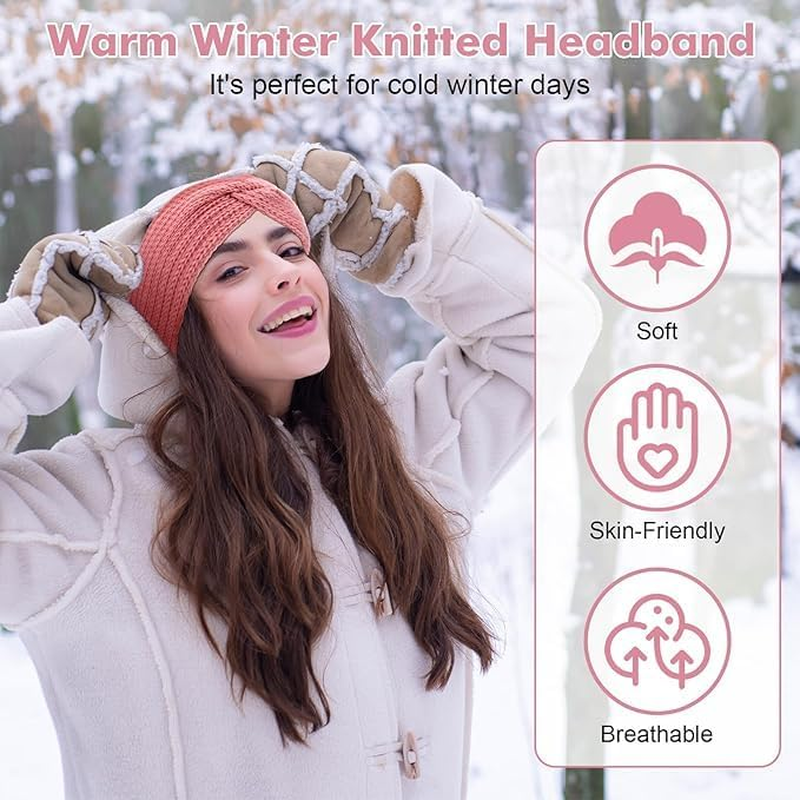 Pack of 3 Children'S Girls' Headbands, Chunky Knit Headbands, Braided Winter Headbands for Women and Girls, Ear Warmers, Crochet Head Wraps, Warm and Stylish