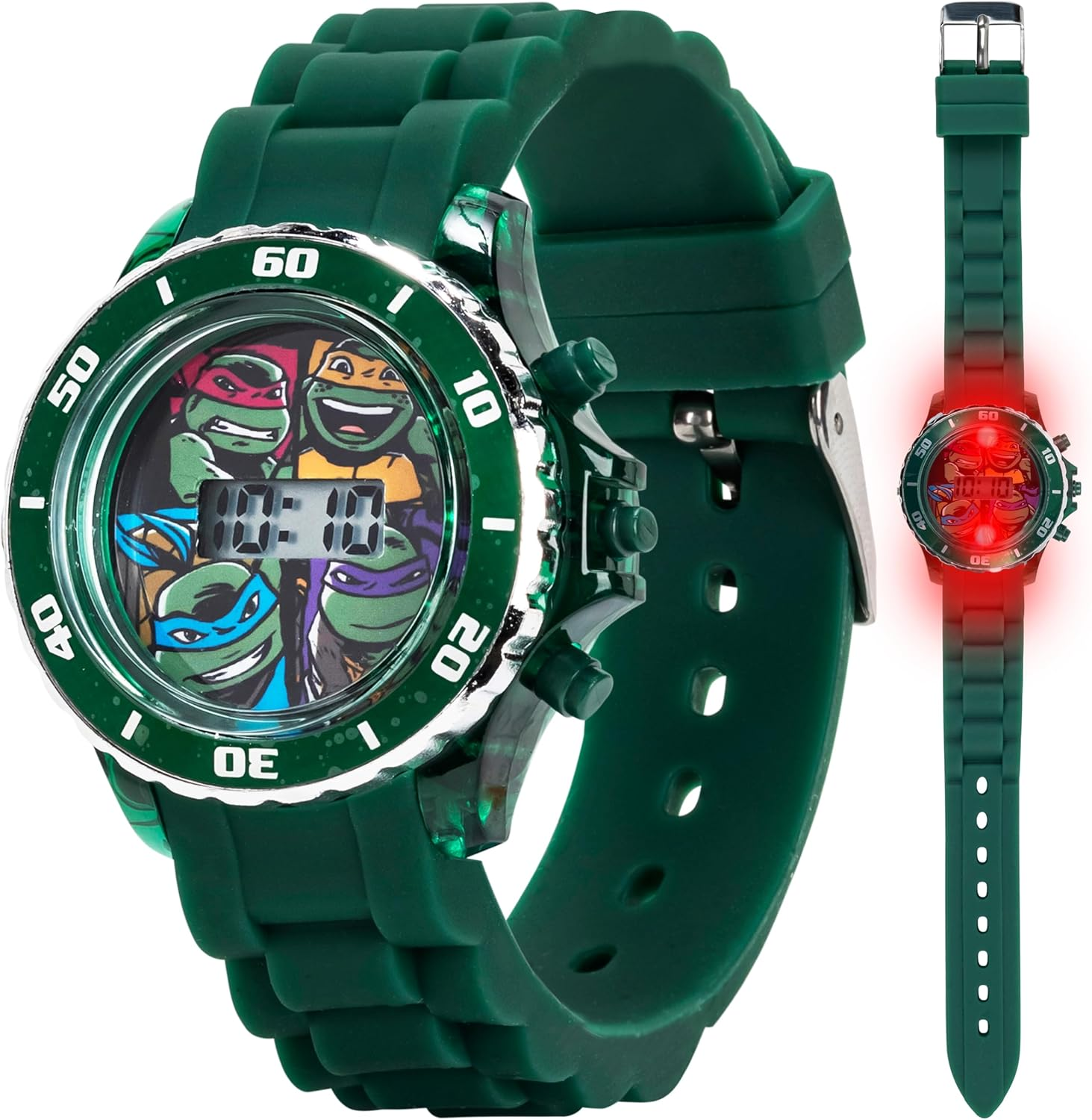 Accutime Ninja Turtles Kids' Digital Watch, Green, Japanese image number 6