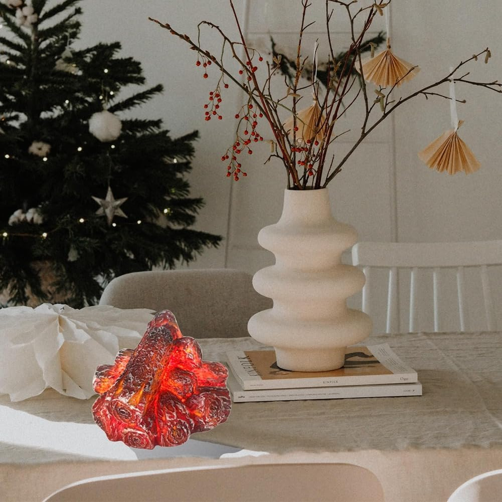 LED Artificial Fire Flame Light, Flameless Fireplace Light LED Fireplace with Realistic Log Wood Burning Flame Easy to Use image number 1