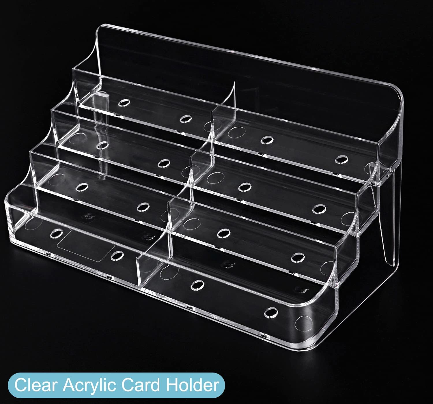 Business Card Holder, 8 Pocket Acrylic Business Card Holder for Desk Clear Business Card Stand Desktop Business Card Holders Plastic Business Card Display for Exhibition, Home and Office, 2 PCS image number 6