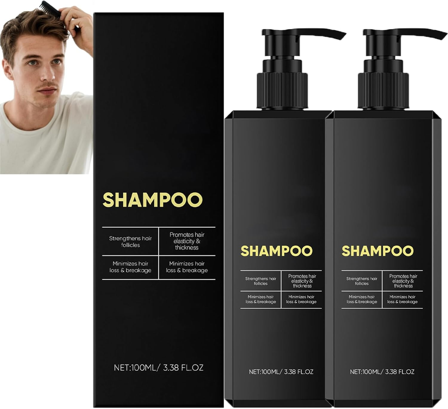 Activator Shampoo for Men, Hair Thickening Shampoo, Prevent Loss, Repair, Smooth and Strengthen Hair, Keep in Good Condition, Maintaining Healthy, Improve Thinning Hair (2Pcs) image number 1