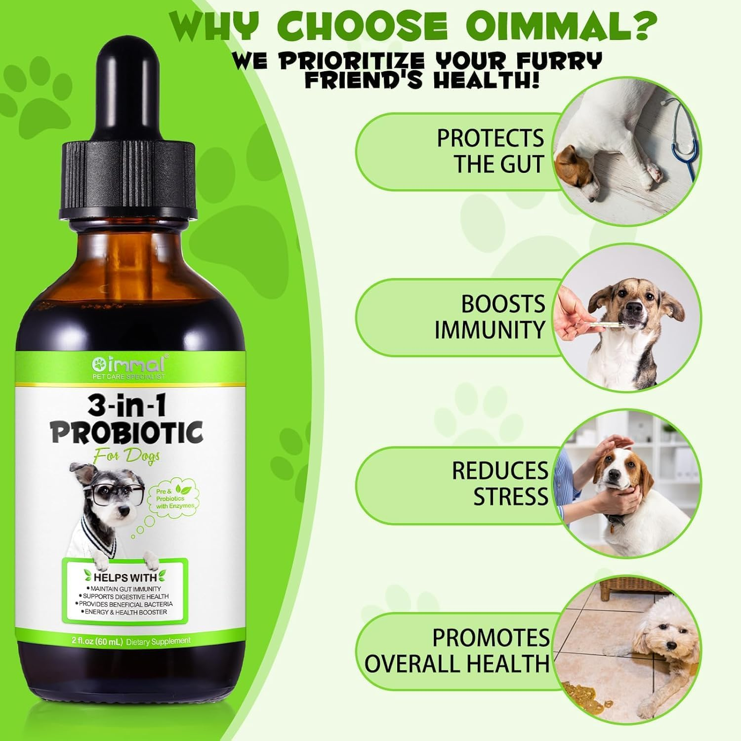 3-In-1 Probiotics for Dogs with Digestive Enzymes & Prebiotics &ndash; Supports Gut Health, Immunity, Diarrhea Relief & Allergies &ndash; Liquid Drops (60Ml) for Puppies & Adults &ndash; Bacon Flavor image number 6