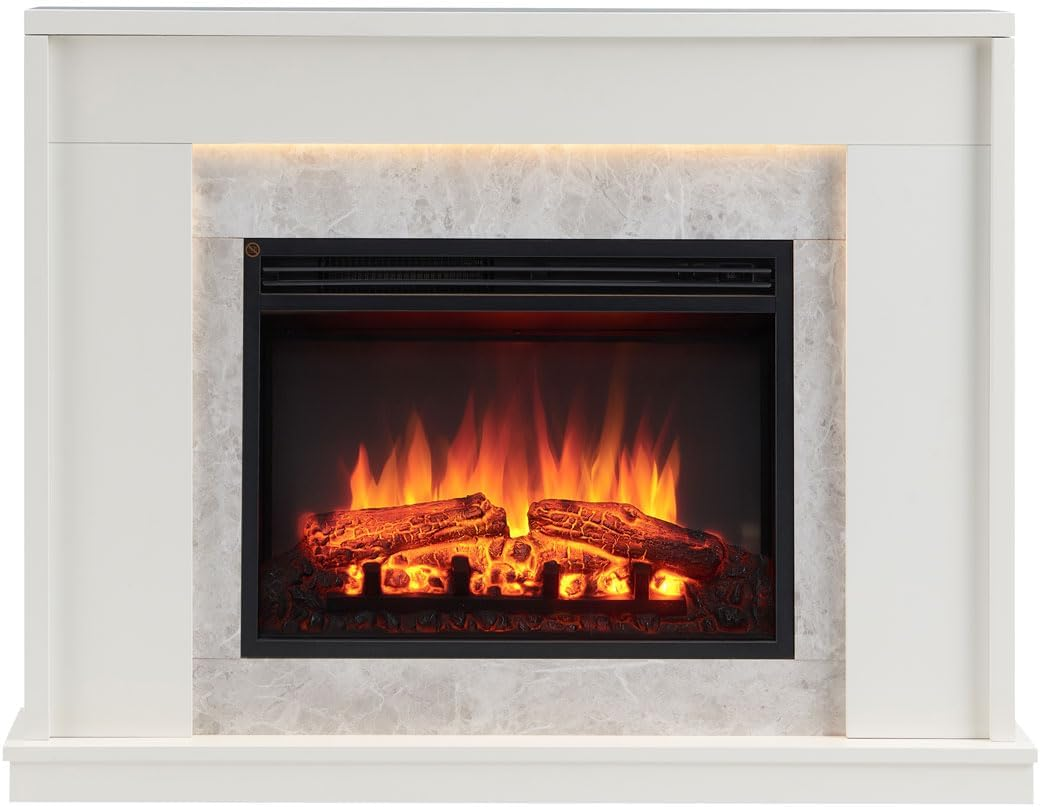 Modaliving Jade 2000W Electric Fireplace Heater White Mantel Suite image number 3