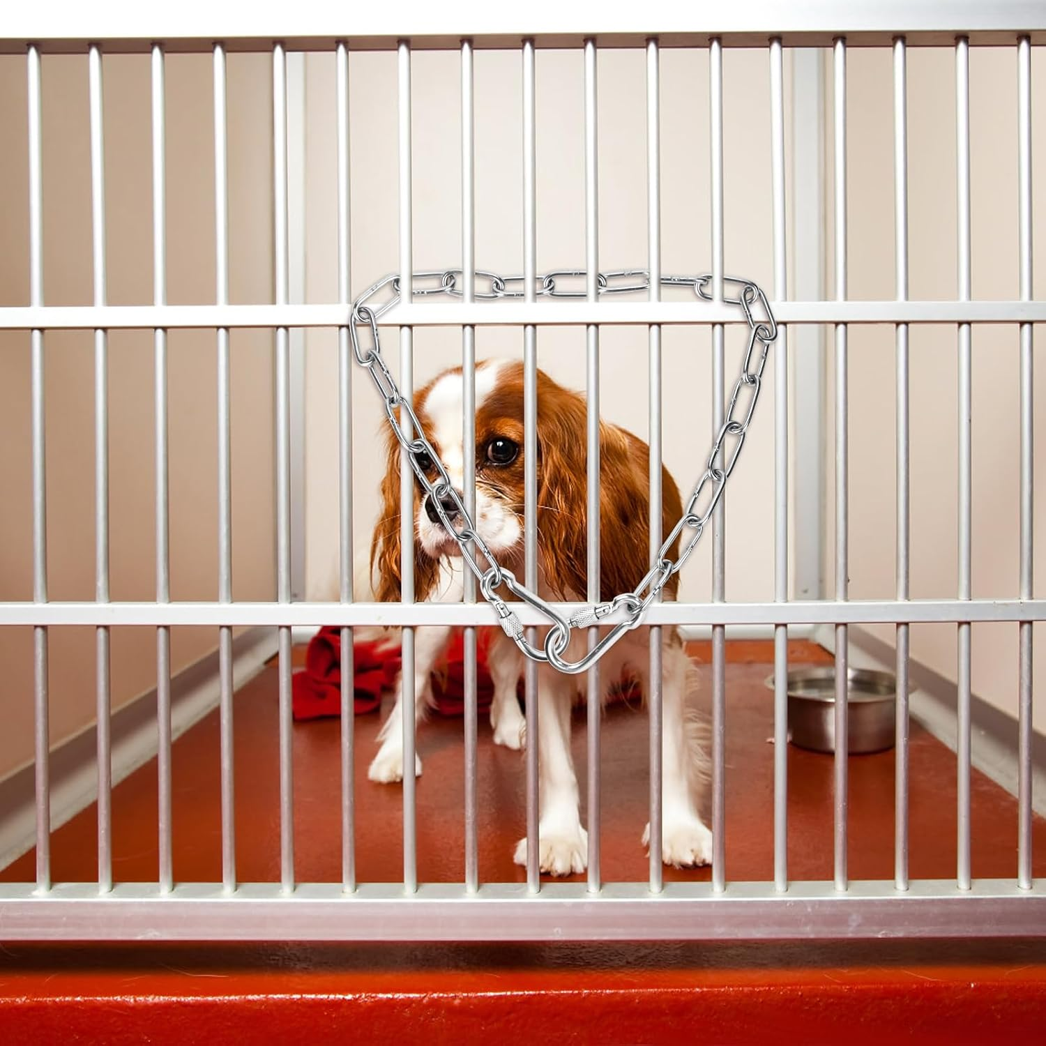 Gate Chain Lock, 20 Inch Gate Latch Chain with Double-Ended Carabiners Stainless Steel Metal Gate Link Chain Lock Pet Gate Latch for Outdoor Fences, Pet Cages, Indoor Supplies image number 5