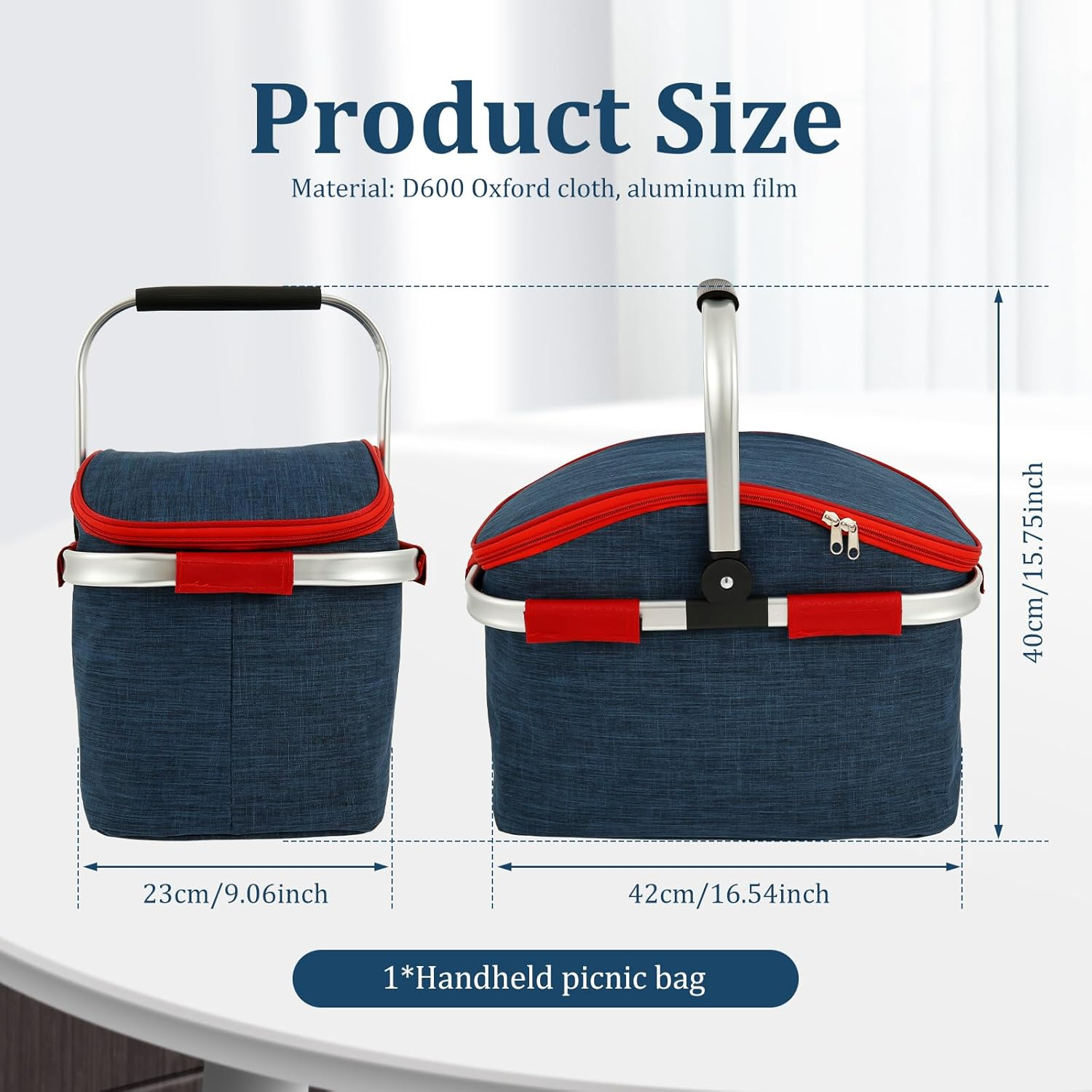 Shopping Basket, Insulation and Waterproof, Large Capacity Foldable Carry Baskets, Handle Crate Storage Basket Bin, for Hiking Camping Business Lunch Picnics Shopping