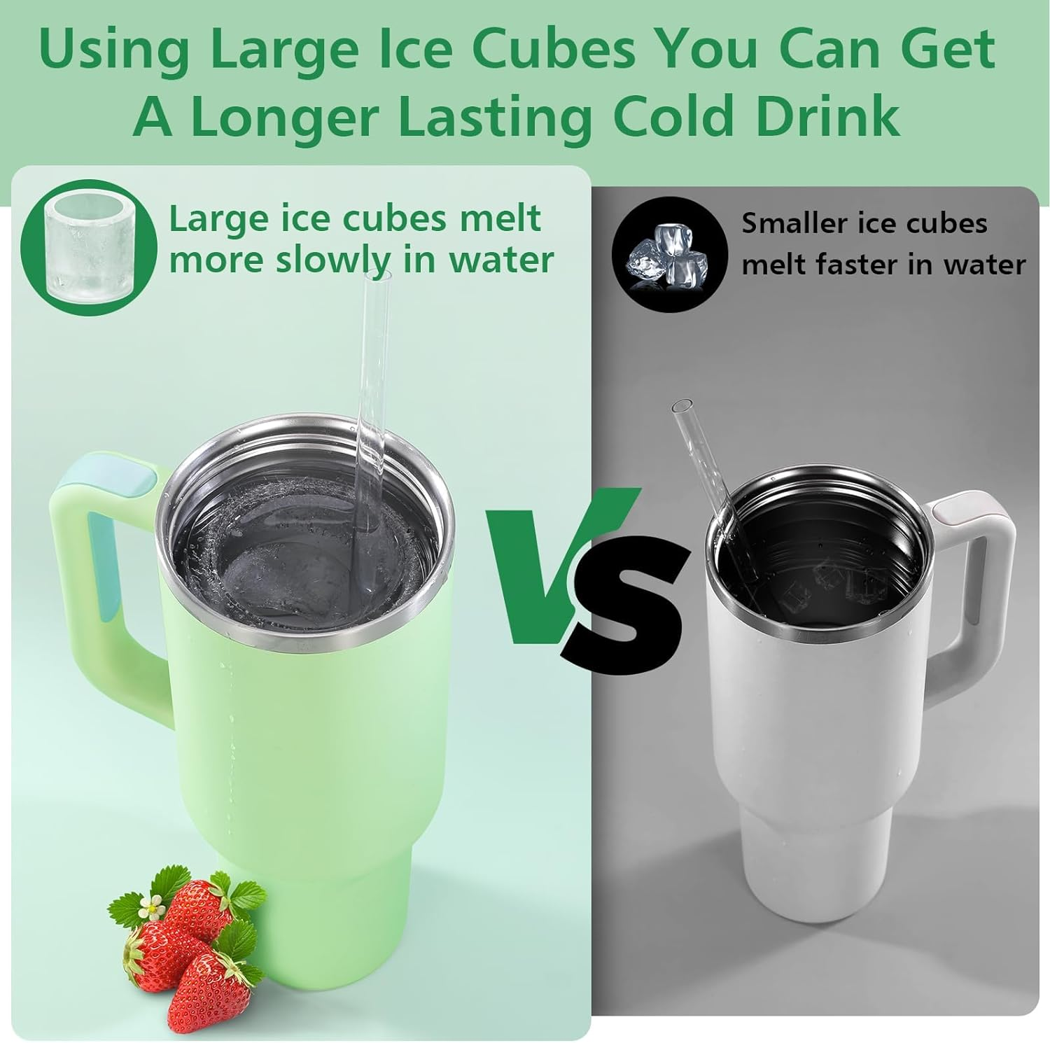 Ice Cube Tray for Stanley Cup, Silicone Ice Cube Molds for Stanley 20Oz 30Oz 40Oz Tumbler Cup, Ice Cube Trays with Lids for Chilling Cocktails,Whiskey,Drinks,Coffee - C-Green image number 6